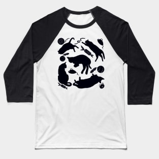 Black Cat Silhouette Baseball T-Shirt